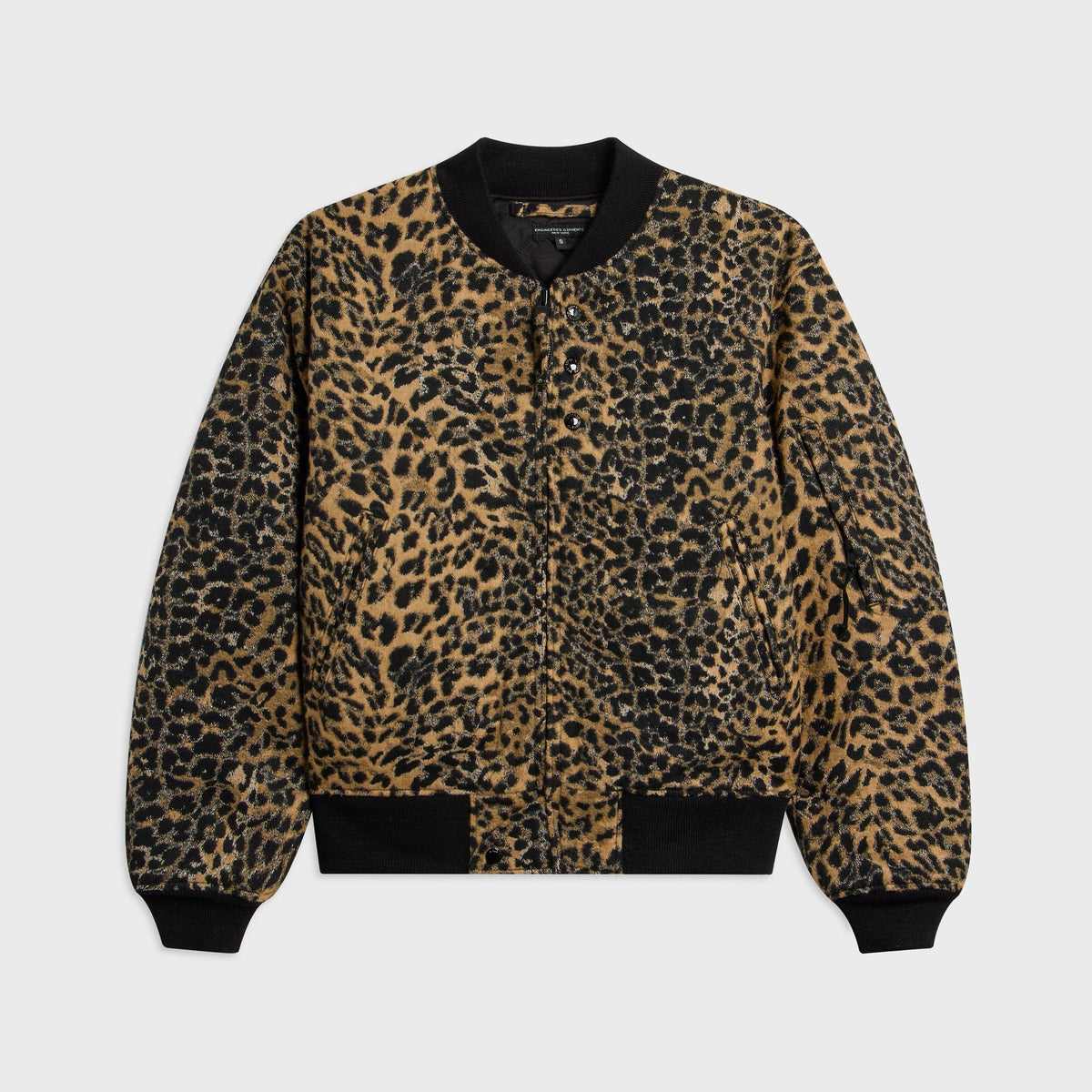 Engineered Garments Aviator Jacket - Brown Wool Poly Leopard Jacquard