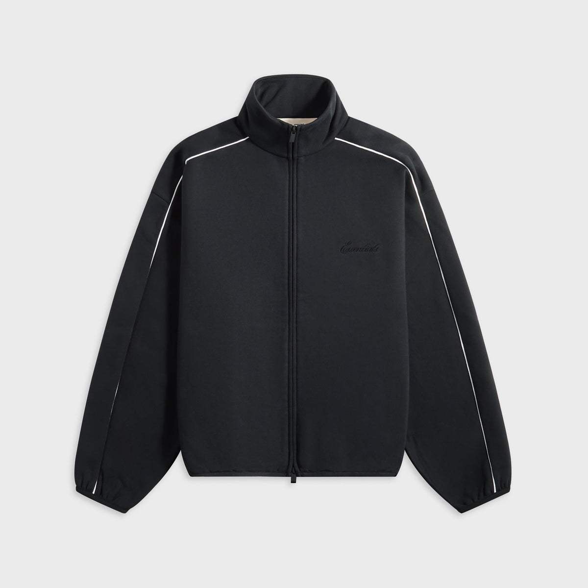 Essentials Modern Fit Fleece Track Jacket - Jet Black / Cloud White