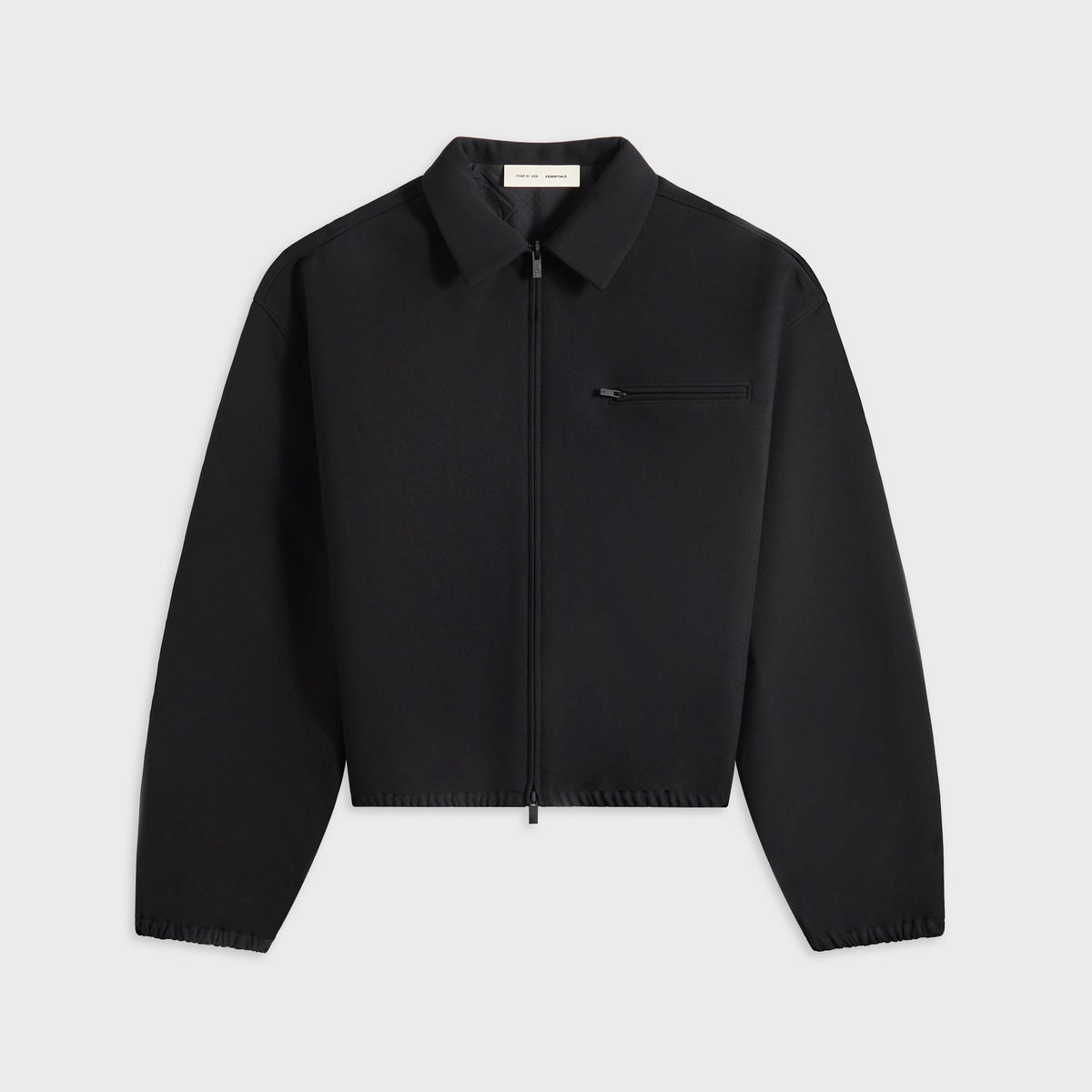Essentials Bonded Canvas Zip-Up Jacket - Jet Black