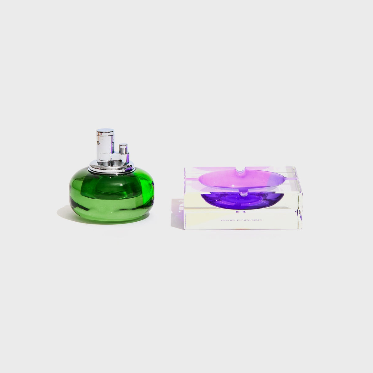 Edie Parker Glass Tabletop And Ashtray Set - Orchid