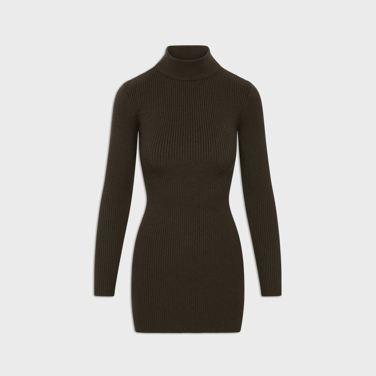 Frankies Bikinis Date Night Ribbed Knit Mini Dress - Chocolate Brown