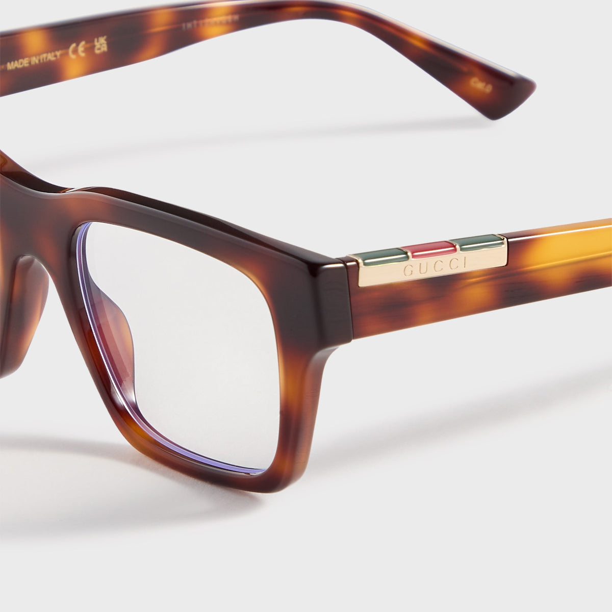 Gucci GG1889S Acetate Rectangle Sunglasses - Havana / Transparent