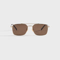 Gucci GG Rectangular Sunglasses - Gold / Brown