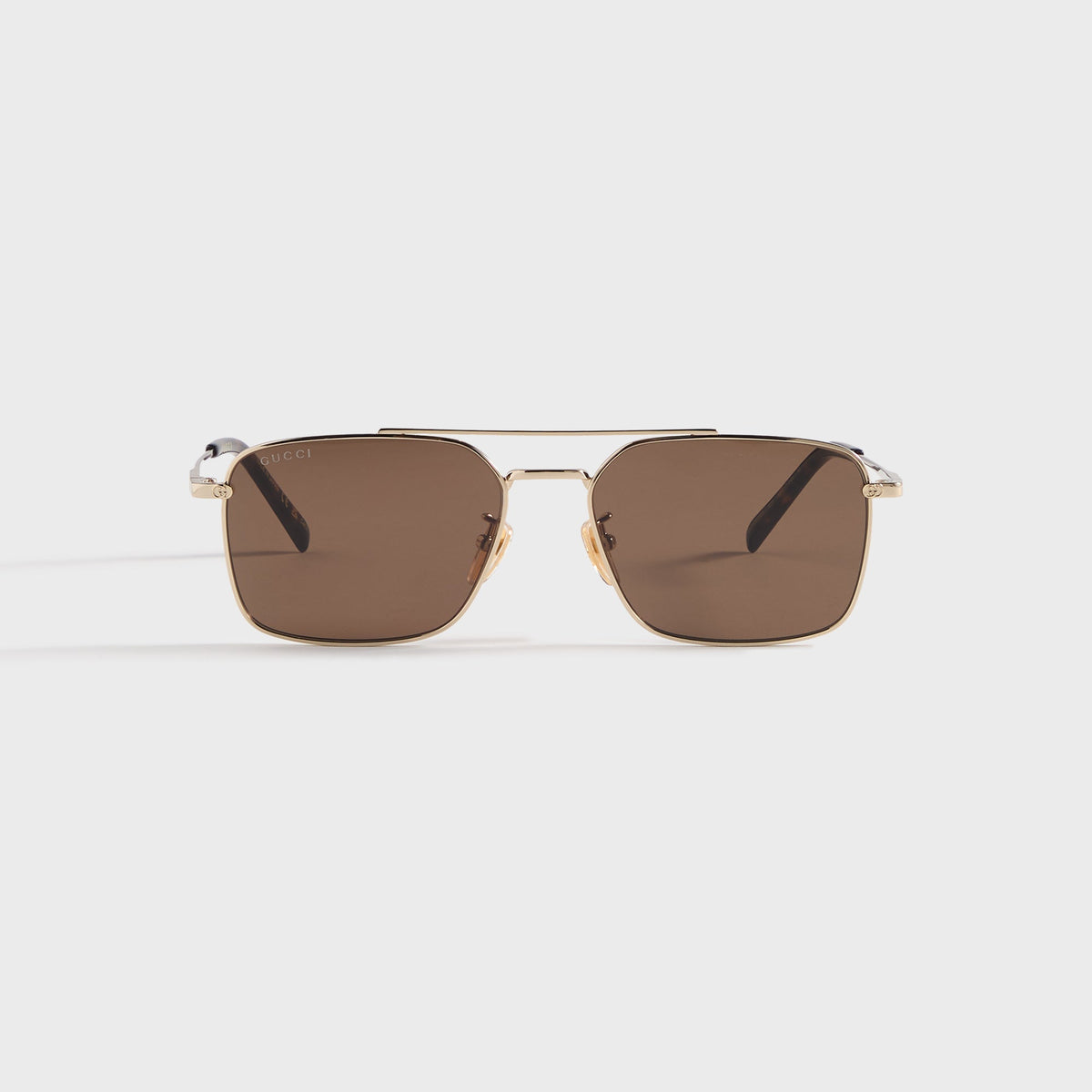Gucci GG Rectangular Sunglasses - Gold / Brown