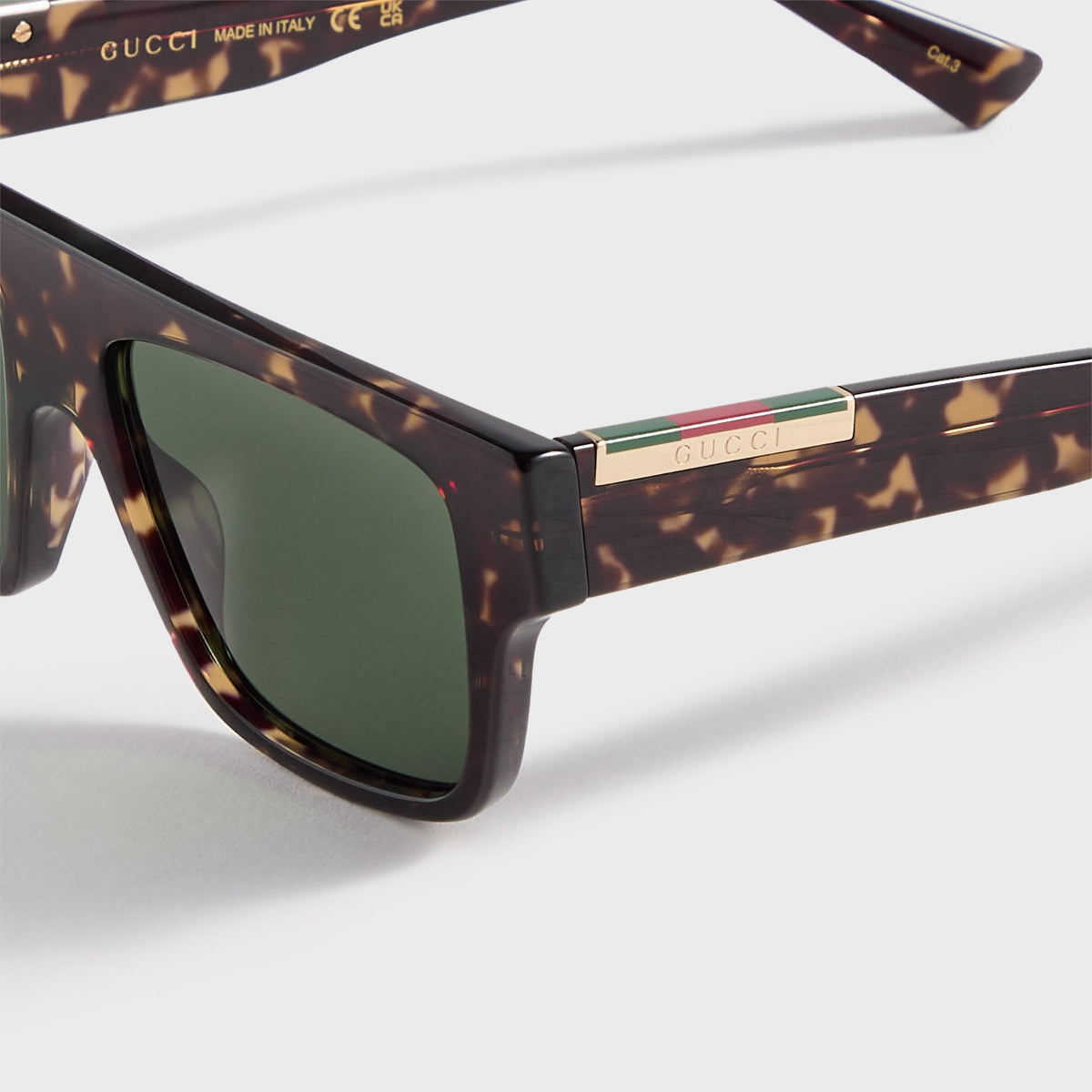 Gucci Rectangular Frame Sunglasses - Havana / Green
