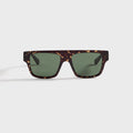 Gucci Rectangular Frame Sunglasses - Havana / Green