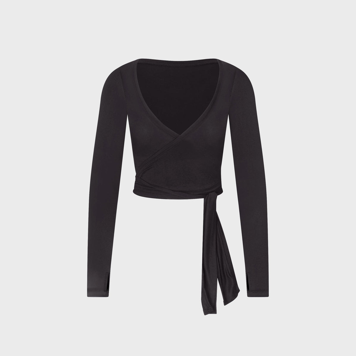 NikeSKIMS Stretch Knit Long Sleeve Wrap Top - Obsidian