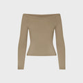 NikeSKIMS Stretch Knit Off-Shoulder Long Sleeve Top - Dune