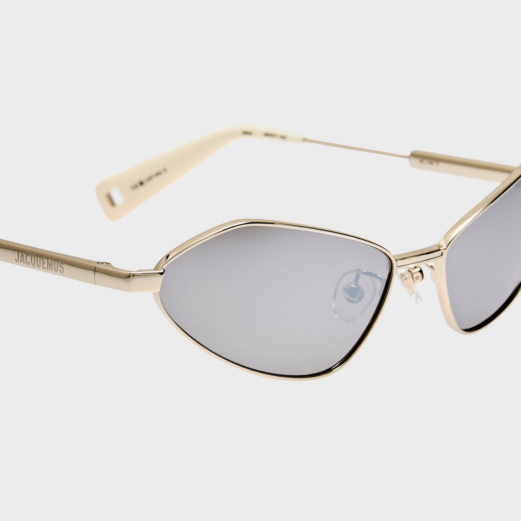 Jacquemus Bambino Angular Metal Sunglasses - Metal Silver / Matt White / Silver