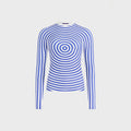 Jean Paul Gaultier Jersey Lycra Crewneck Top - Blue Printed Target