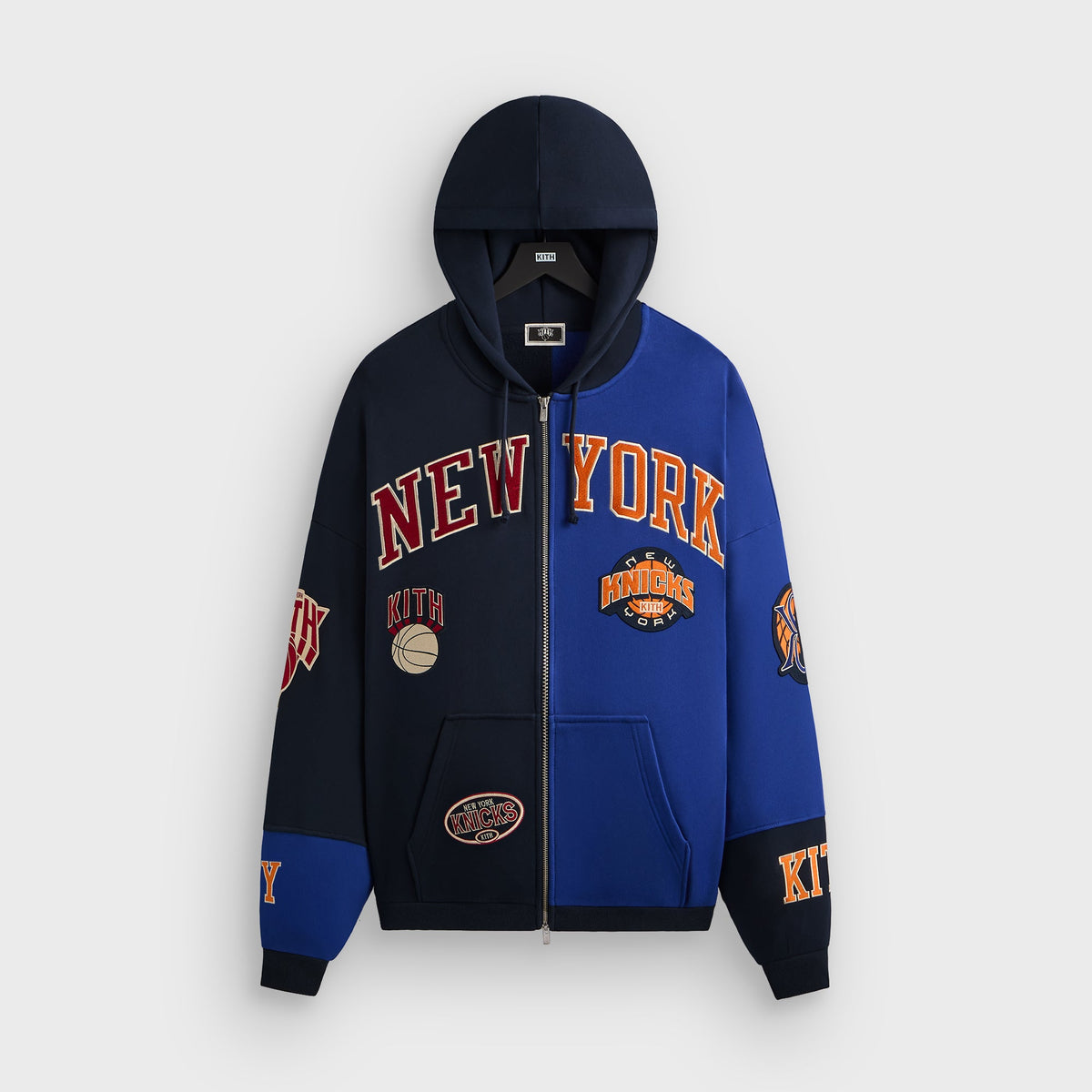 Kith for the New York Knicks Mash Up Cropped Braxton Vintage Hoodie - Nocturnal