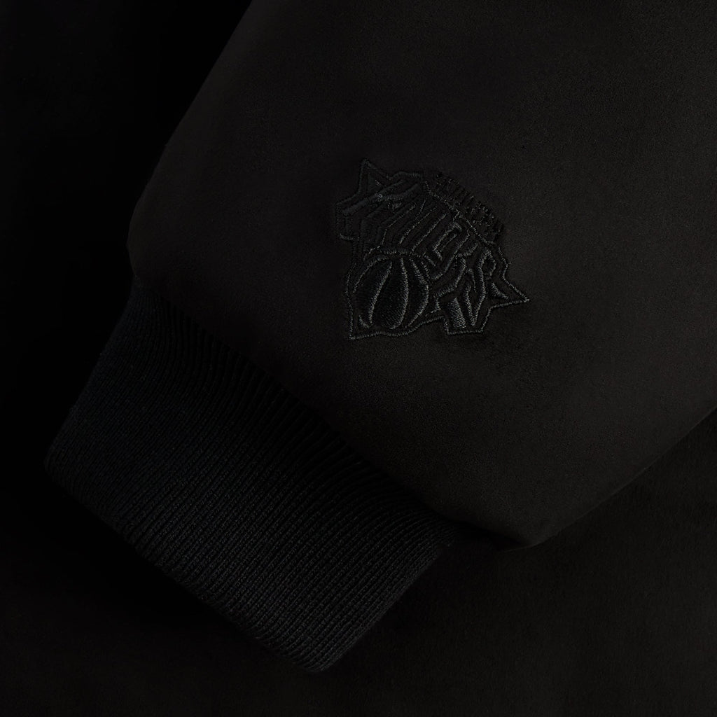 Kith for the New York Knicks Tonal Microsuede Cropped Braxton Hoodie - Black