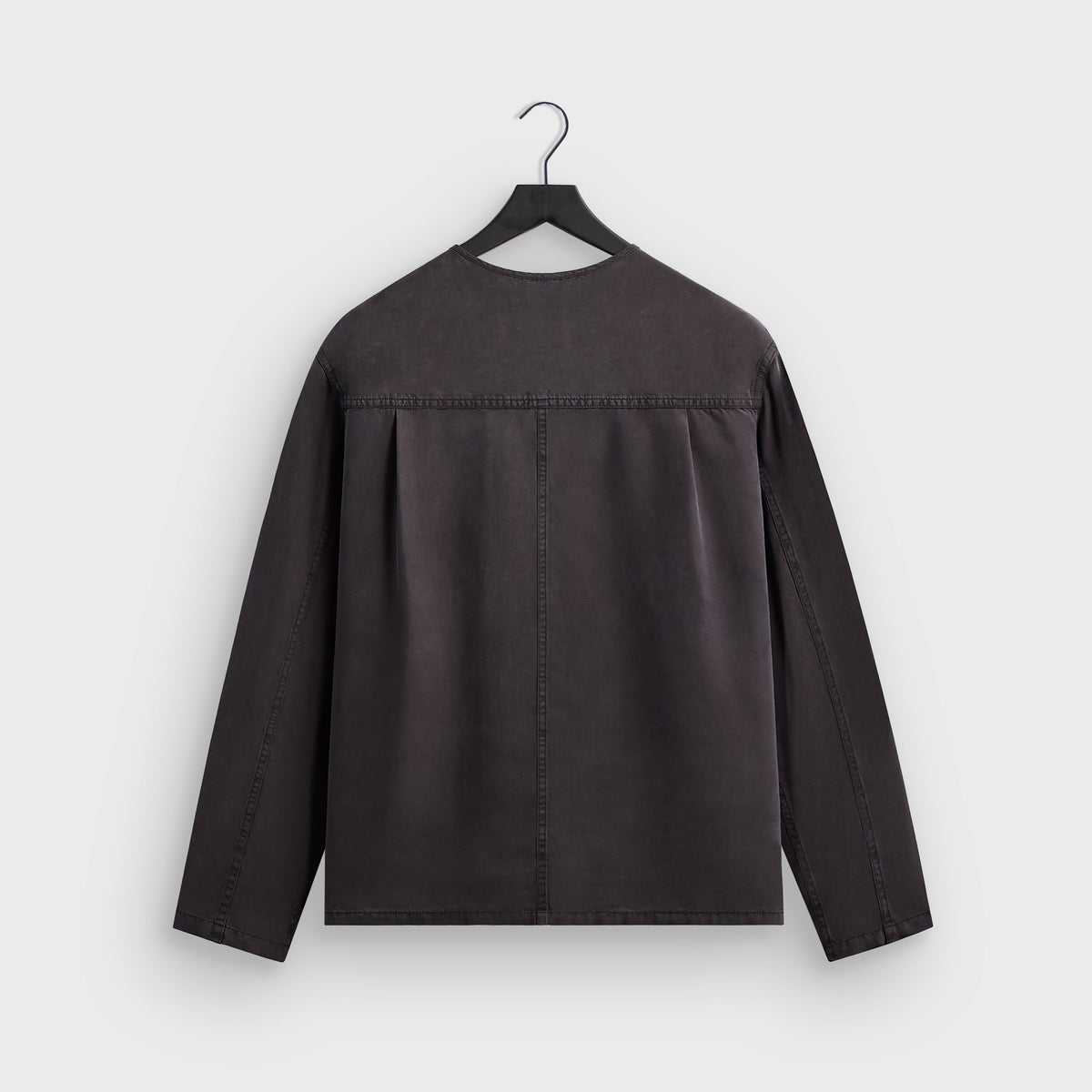 &Kin Garment Dyed Silk Collarless Yardley Shirt - Phantom Grey