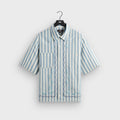 Kith Spun Silk Linen Stripe Paxton Buttondown - Light Indigo
