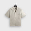 Kith Neon Slub Stripe Cropped Beckham Camp Collar Shirt - Sandrift