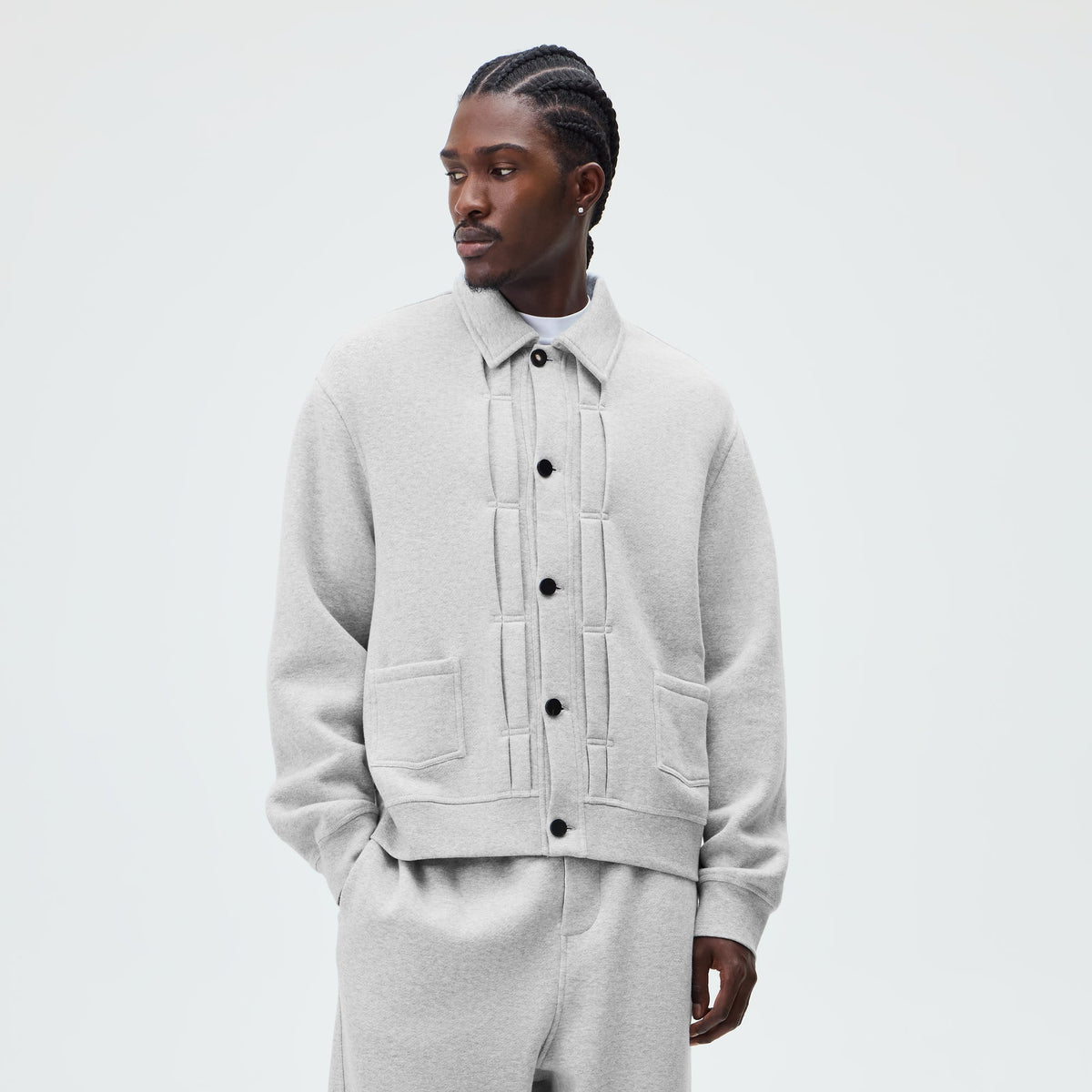 &Kin Plush Fleece Eito Workwear Jacket - Medium Heather Grey