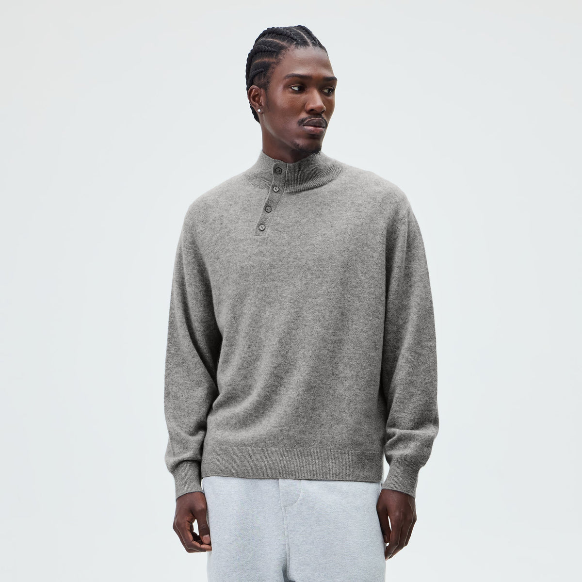 &Kin Cashmere Cyrus Turtleneck - Mid Heather Grey