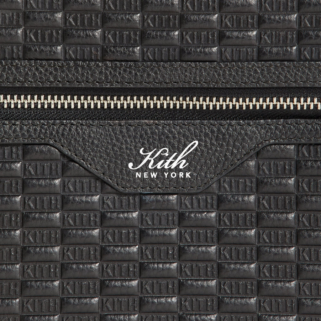 Kith Monogram Tumbled Leather Camera Crossbody Bag - Black