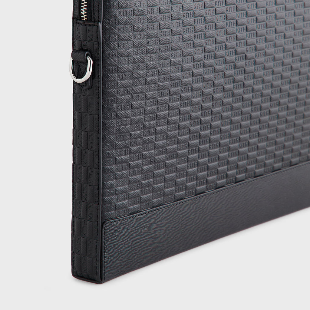 Kith Monogram Leather 15" Laptop Case - Black