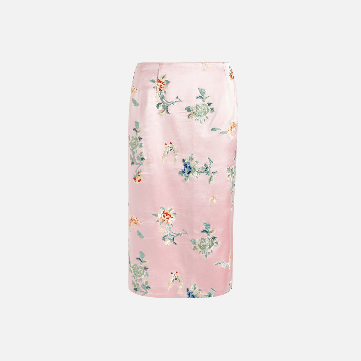 Kim Shui Silk Embroidered Pencil Skirt - Pink