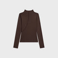 The Line by K Zane Long Sleeve Mock Neck Top - Chocolate