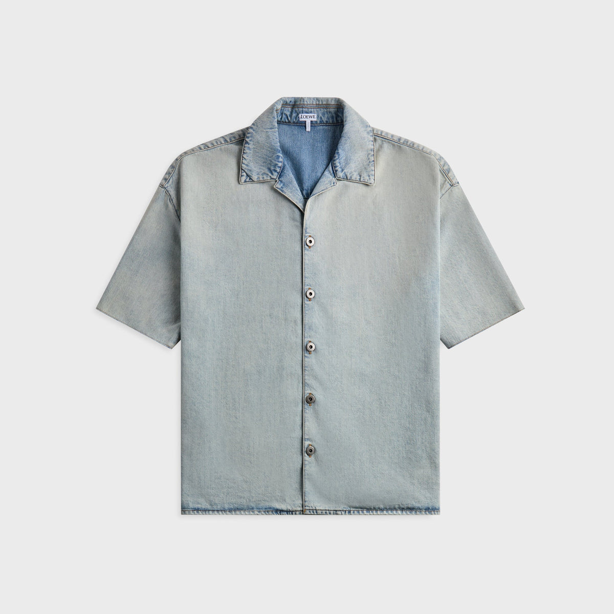 Loewe Anagram Short Sleeve Denim Shirt - Washed Blue