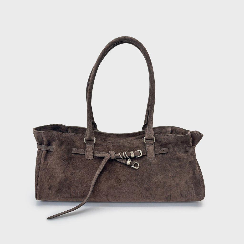 MARGESHERWOOD Soft Grandma Shoulder Bag - Ash Brown Suede