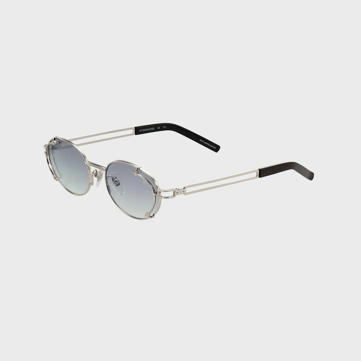 Vintage Frames Knowledge 24KT White Gold Sunglasses - Charcoal Gradient
