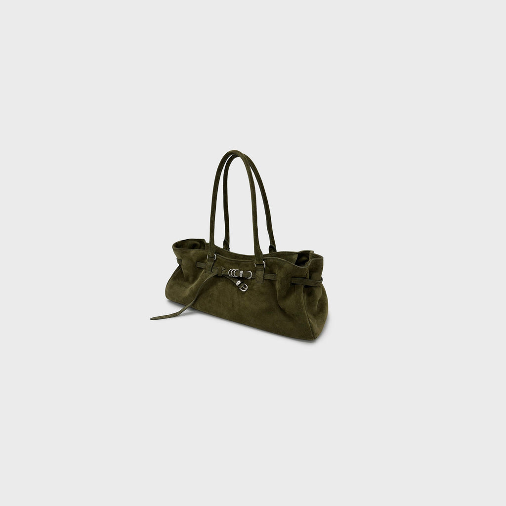 MARGESHERWOOD Soft Grandma Shoulder Bag - Dark Olive Suede