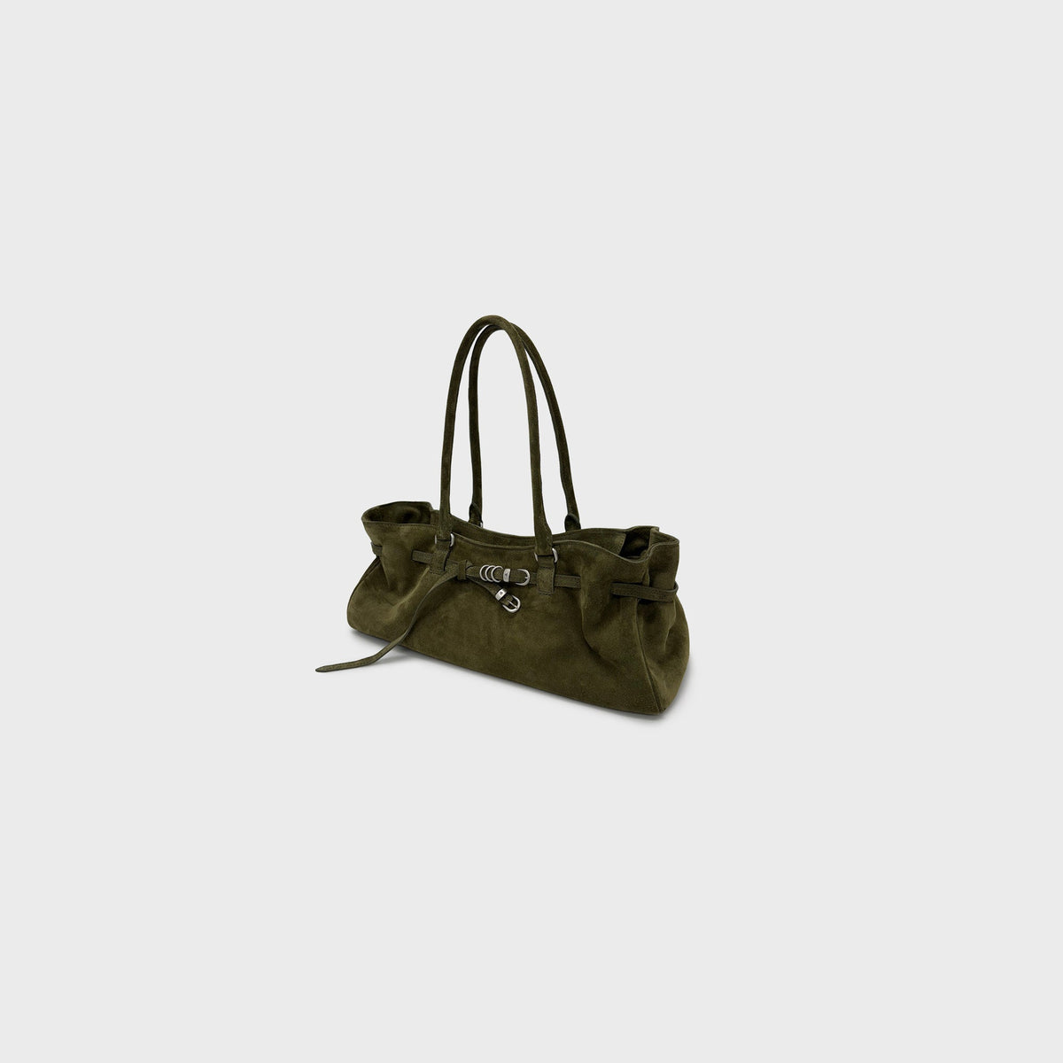 MARGESHERWOOD Soft Grandma Shoulder Bag - Dark Olive Suede