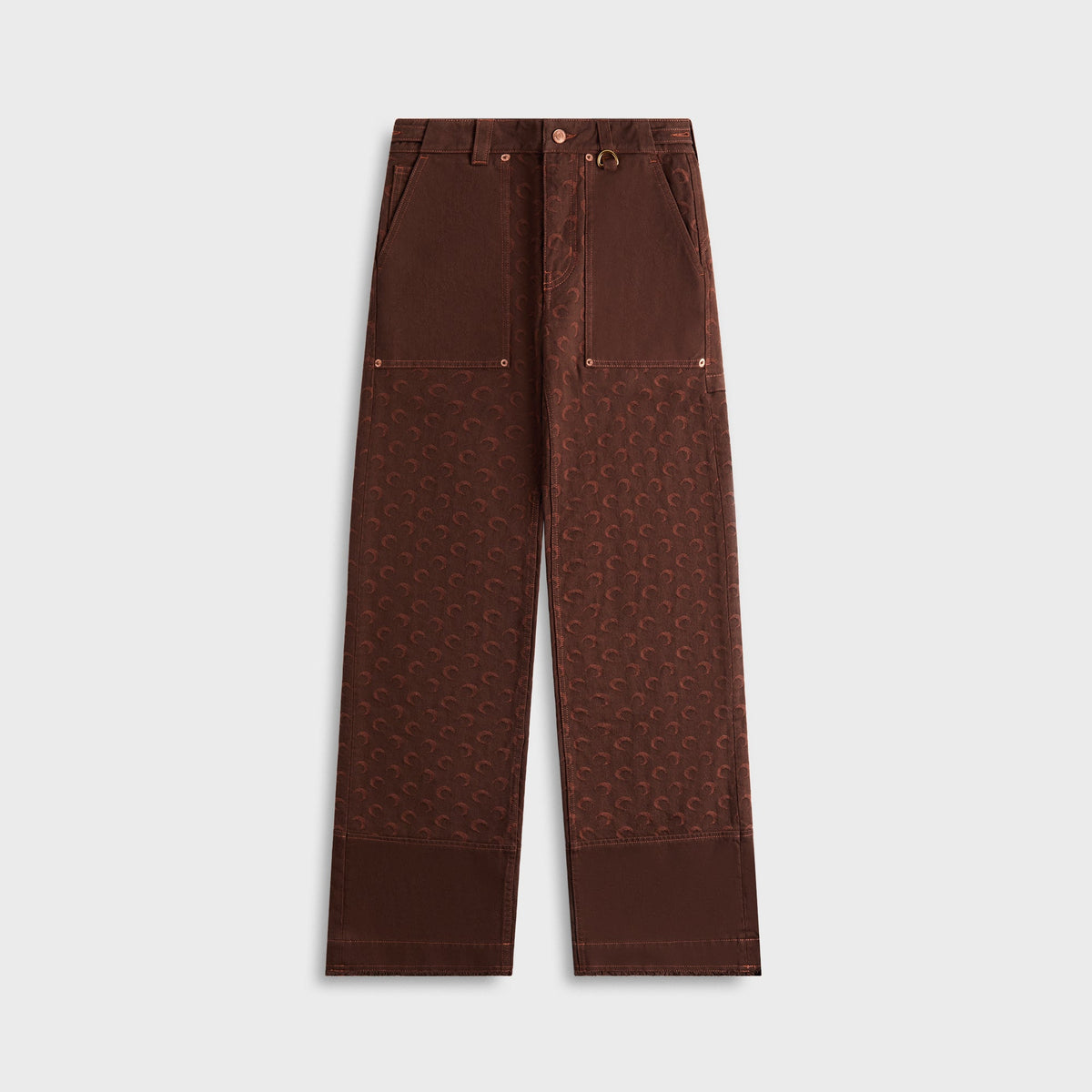 MARINE SERRE Moon Jacquard Twill Workwear Pant - Deep Brown