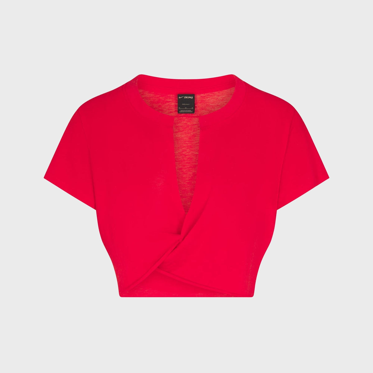 NikeSKIMS Performance Cotton Blend Short Sleeve V Neck Crop Top - University Red