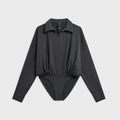 Norma Kamali Oversized NK Bodysuit - Dark Heather Grey
