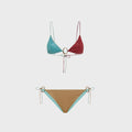 Oseree Lumiere O-Kini Lurex Bikini Set - Sea Turquoise / Coral Gold