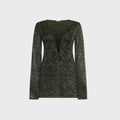 Oseree Animalier Kaftan Dress - Green / Black