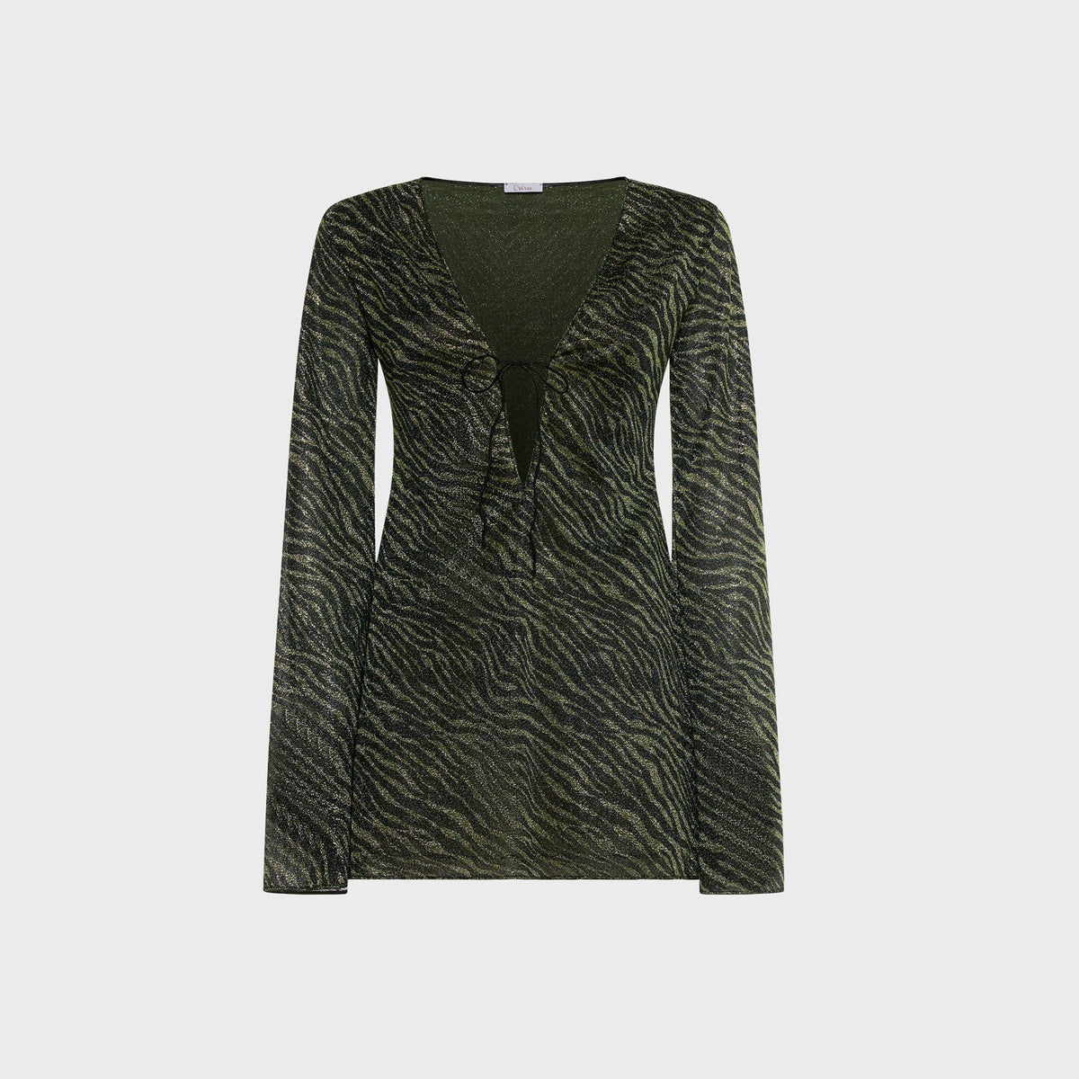 Oseree Animalier Kaftan Dress - Green / Black