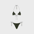 Oseree Lumiere Candy Two Piece Printed Lurex Bikini Set - Green / Black