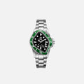 LAARVEE Silver Precision Steel - Green Bezel / Black Dial