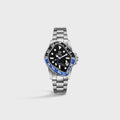 LAARVEE Silver Precision Steel - Black / Blue Aluminum Bezel / Black Dial
