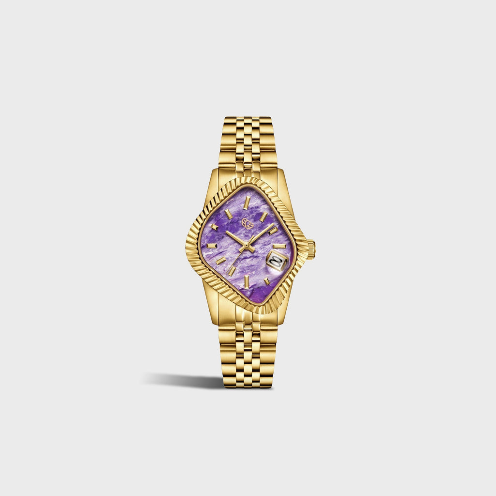 LAARVEE Golden Precision Steel - Fluted Bezel / Charoite Dial