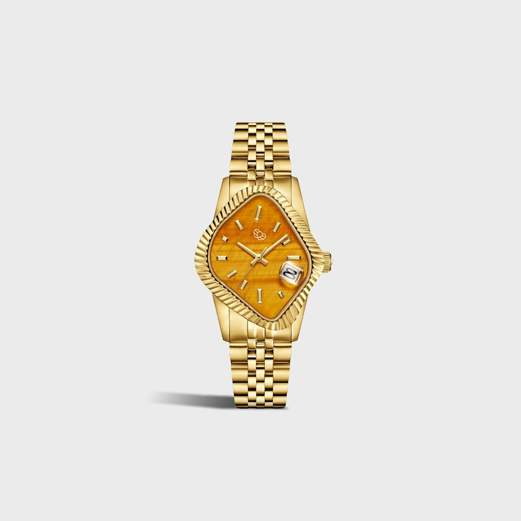LAARVEE Golden Precision Steel - Fluted Bezel / Tiger's Eye Dial