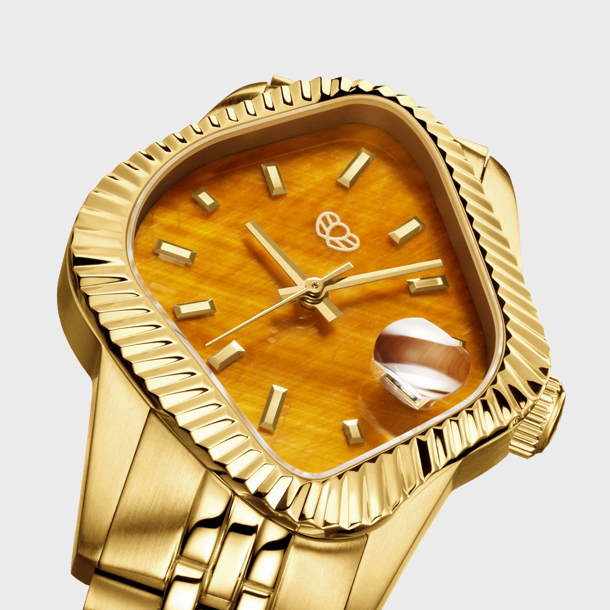 LAARVEE Golden Precision Steel - Fluted Bezel / Tiger's Eye Dial