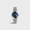 LAARVEE Silver Precision Steel - Fluted Bezel / Dark Blue Dial