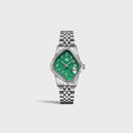 LAARVEE Silver Precision Steel Watch - Fluted Bezel / Jade Dial