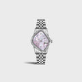 LAARVEE Silver Precision Steel - Fluted Bezel / Pink Mother Of Pearl Dial