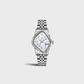 LAARVEE Silver Precision Steel - Fluted Bezel / White Mother Of Pearl Dial