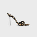 Paris Texas Lidia 105 White Leopard Printed Calf Hair Slingback Heels - Beige / Brown