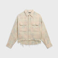 R13 Cropped Work Shirt - Pale Blue Plaid