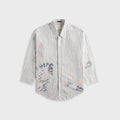 R13 Drop Neck Shirt - Navy Stripe / Paint Splatter Scribbles