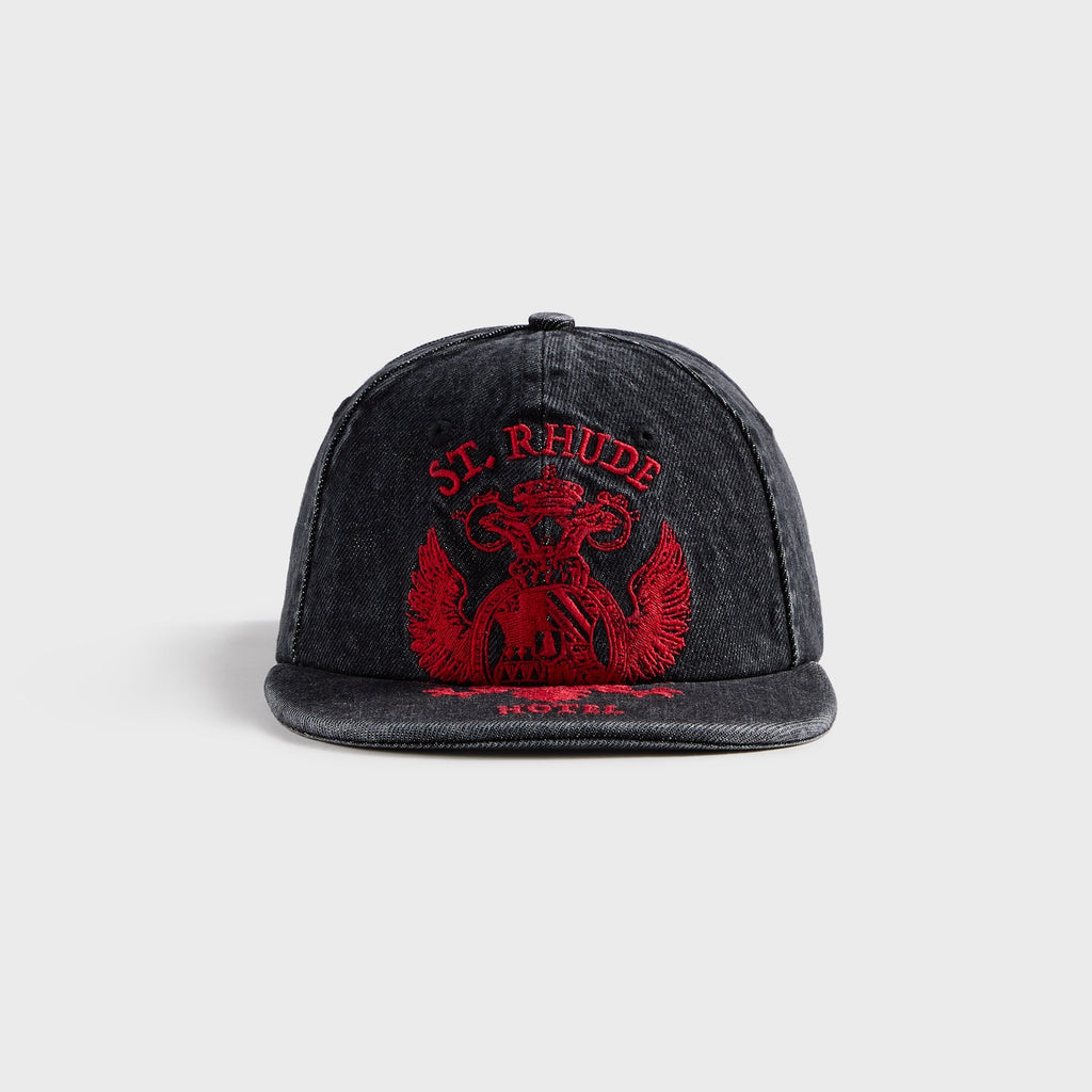 Rhude St. Rhude Seal Denim Curved Brim Cap - Agoura Black / Red